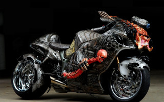 Motorcycle demon paint biomechanical cyberpunk - biomechanical free wallpaper