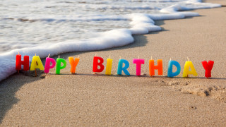 Birthday candle beach ocean waves - the word happy birthday free wallpaper