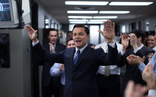 Man in suit hands up - a hallway free wallpaper