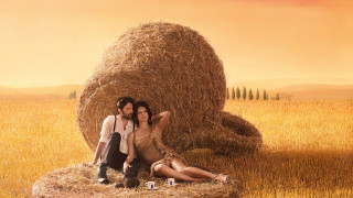 Man woman hay bale wheat - a surrealist painting free wallpaper for desktop