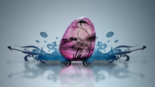 Glass egg purple blue tree - blender and photoshop free wallpaper