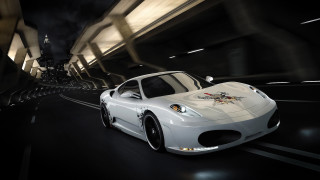 White sports car night city - matte drawing free wallpaper for desktop