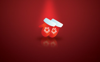 Red mittens snowflakes reflection lyco - a pair free wallpaper