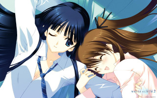 Anime girls hugging hand holding - two anime girl free wallpaper for desktop