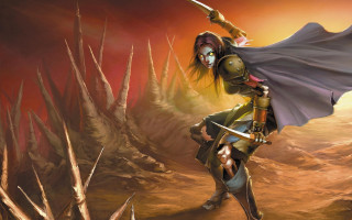 Woman armor sword desert fantasy - chris rahn free wallpaper