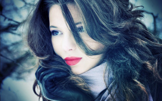 Woman red lipstick snow tree - red lipstick free wallpaper