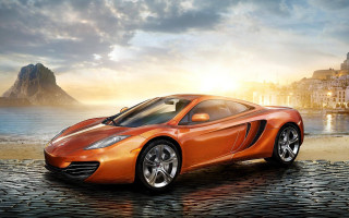 Car ocean city mountain sunset - andrew allan free wallpaper