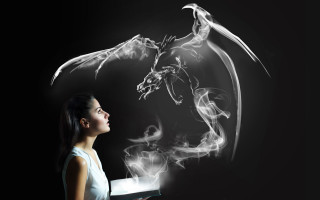 Woman dragon book smoke fantasy - a dragon free wallpaper