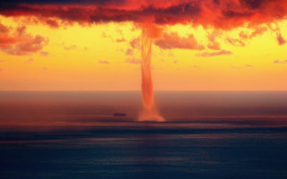 Water plume sunset boat apocalyptic - free rain wallpaper
