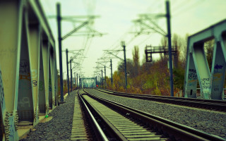 Train tilt shift graffiti scene - a train free wallpaper