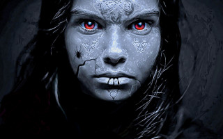 Red eyes white face gothic - a white face free wallpaper