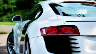 White sports car parked road 3 - the tail free wallpaper