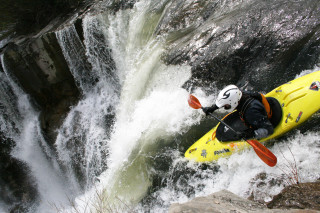 Man kayak waterfall river paddle - the river free wallpaper