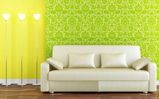 Couch green wall lamps yellow - a yellow wall behind free wallpaper