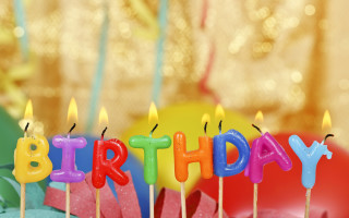 Birthday cake candles balloons gold - a gold background free wallpaper