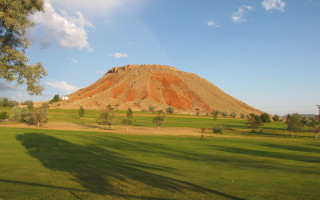 Large hill tree green field - albert namatjira free wallpaper