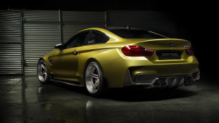 Yellow car garage open shutters - panfuturism free wallpaper