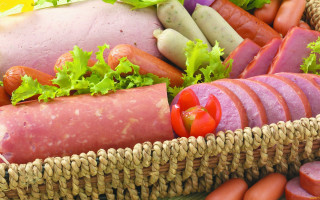 Basket food vegetables meats pastel - a basket free wallpaper for desktop