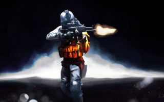 Man gas mask fire explosion - dynamic lighting free wallpaper for desktop