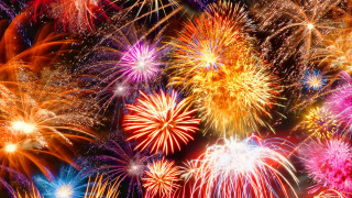 Fireworks sky colors shapes explosions - color free wallpaper