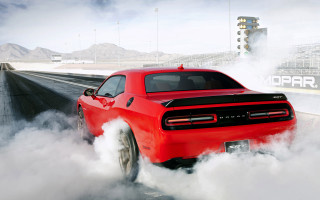 Red dodge car smoke hood - a track free wallpaper for desktop
