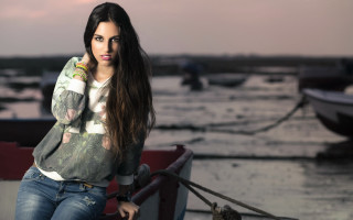 Woman boat water fashion photorealistic - a boat in the background and a boat free wallpaper