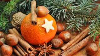 Orange star cinnamon nuts pinecones - cinnamon free wallpaper