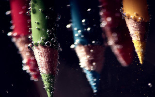 Colorful umbrellas water droplets dark - a line free wallpaper