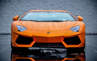 Orange sports car parking lot 8 - nice looking orange sports car free wallpaper