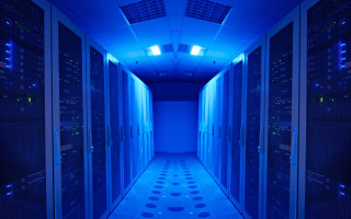 Data center blue hallway starry - free technology wallpaper