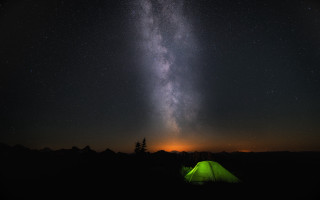 Tent milky way aurora fireworks - free sky wallpaper for desktop