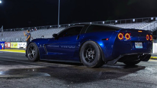 Blue sports car night race - the side of the track free wallpaper