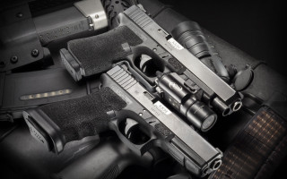 Guns guncase table blackwhite precisionism - rembrandt free wallpaper for desktop