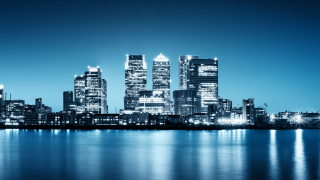 City skyline lake night reflections 3 - christopher wren free wallpaper