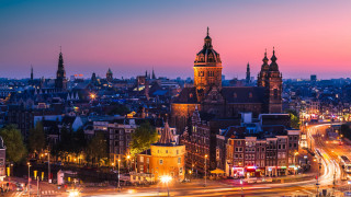 Tokyo clocktower dusk cityscape matte - tall building and a clock tower free wallpaper