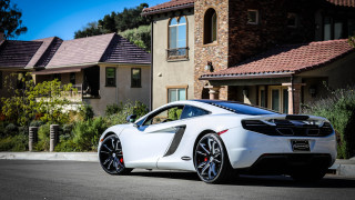 White sports car residential city - andrew allan free wallpaper