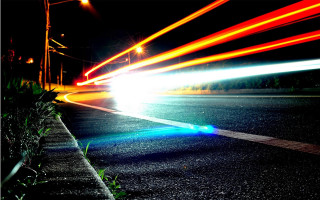 Night street car lights fireworks - digital photography free wallpaper