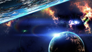 Space planet star background aurora 2 - a distant star in the foreground free wallpaper for desktop