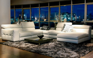 Living room white couch moonlight - a large window free wallpaper