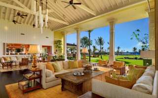 Living room ceiling fan ocean - open ceiling free wallpaper