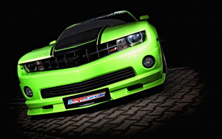 Green car detailed 3d render - hood free wallpaper