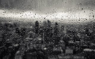 Window rain drops city buildings 2 - dark free wallpaper