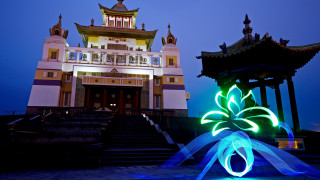 Ecological hologram pagoda city sky - cao buxing free wallpaper