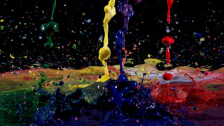 Colorful paint drops airbrush space - action painting free wallpaper