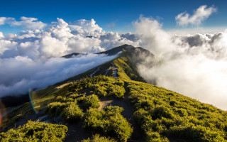 Mountain peak clouds rainbow forest - cloud and trees free wallpaper