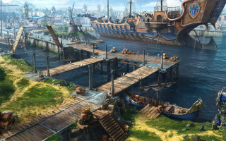 Harbor boat bridge man horse - andreas rocha free wallpaper