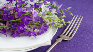 Plate fork purple flowers napkin - it next free wallpaper