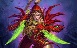 Woman red green sword purple - arent arentsz free wallpaper