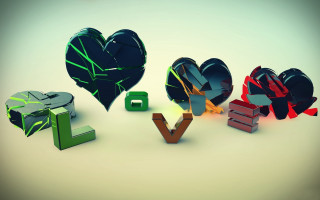3D hearts letters love gradient - out free wallpaper