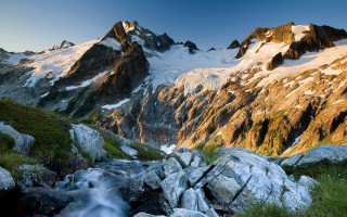 Mountain stream grassy rocks nature - a stream running free wallpaper